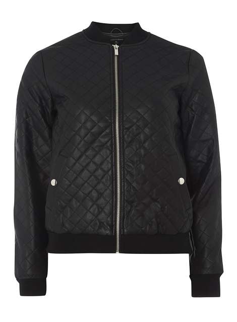 Black Faux Leather Bomber jacket